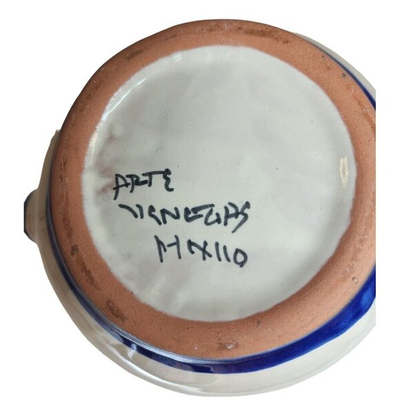 Hand-Painted Mexican Talavera Pottery Pitcher - Colorful Floral Design Singed Pi - Picture 3 of 11